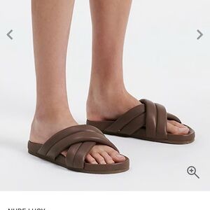 Nude Lucy Men CROSSOVER LEATHER SLIDE sandals size 37 / size 5 US GUC Color Soot